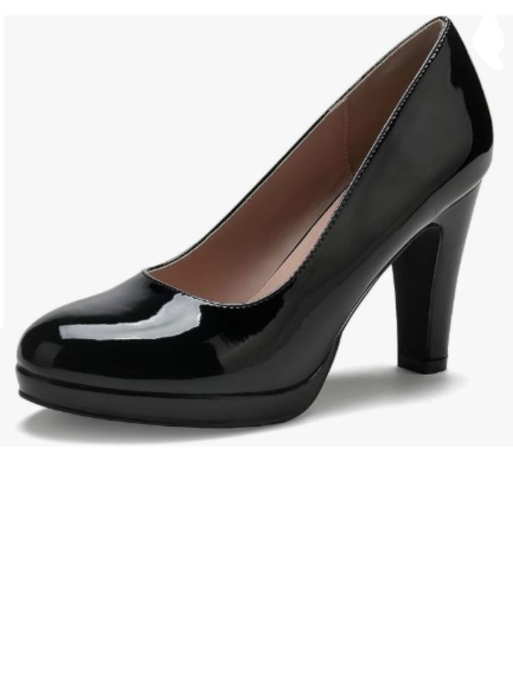 miss left Black Low Platform Chunky High Heel Slip On Closed Round Toe Pump